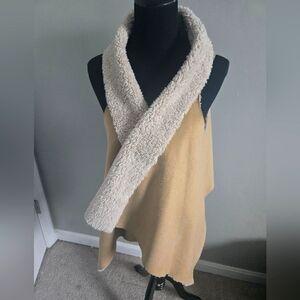 Cozy Tan and Cream Sherpa Wrap
